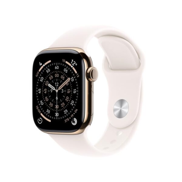 Apple Watch 11 GPS + Cellular, Carcasa Gold Titanium 42mm, Light Blush Sport Band – S/M