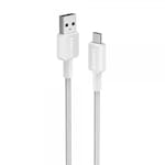 Cablu alimentare si date Anker, USB-A (T) la USB Type-C (T), 0.9m rata transfer 480 Mbps, invelis nylon, braided, Alb, „A81H5G21”