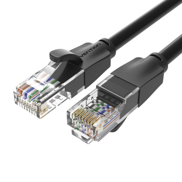 Patch cord UTP Vention, Cat. 6, RJ-45 (T) la RJ-45 (T), 1.5m, AWG 26, 1000Mbps, negru, „IBEBG” (timbru verde 0.08 lei) – 6922794741058