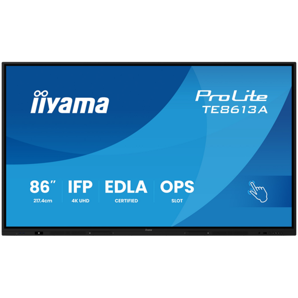 IIYAMA LFD ProLite TE8613A-B2AG 86″ Google EDLA Certified IFP Interactive display 500cd 1200:1 8ms PureTouch-IR iiWare 21E (Android 14 OS, Android 16 summer 2026)