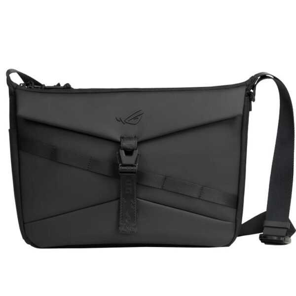Geanta messenger ASUS pentru laptop, din poliester, captusita, cu curea reglabila, ROG Archer Messenger 14, max. 14 inch (Negru) „90XB0AR0-BME000”